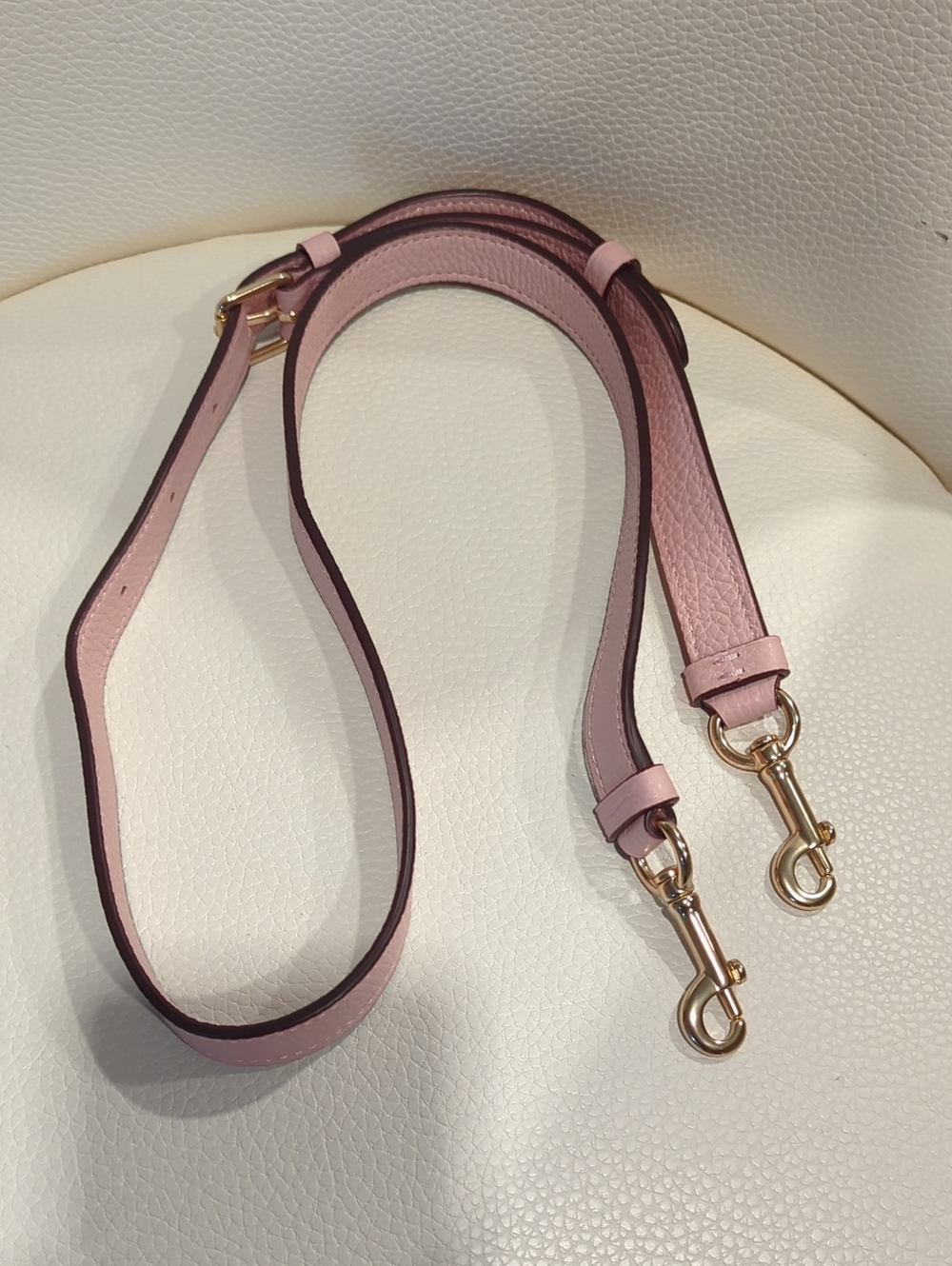 Coach Light Pink Pebbled Leather Adjustable Crossbody Strap with Gold Hardware